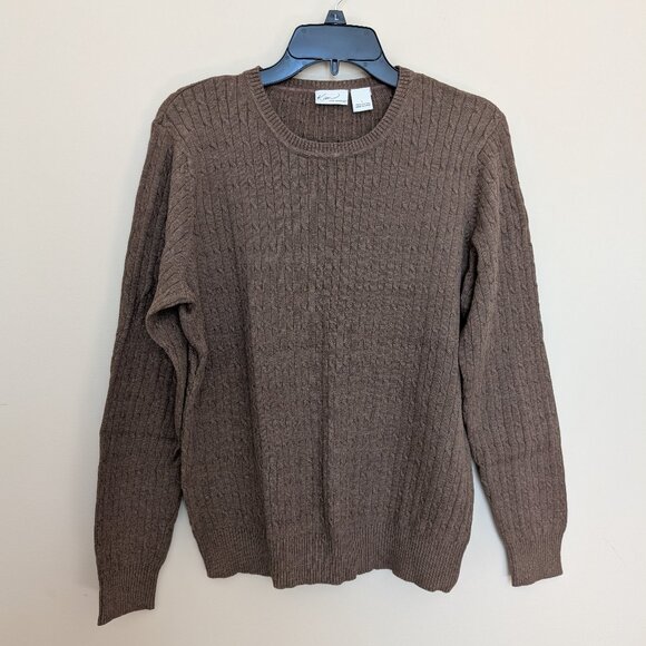 Kim Rogers brown cable knit lightweight sweater Large EUC - Picture 1 of 9